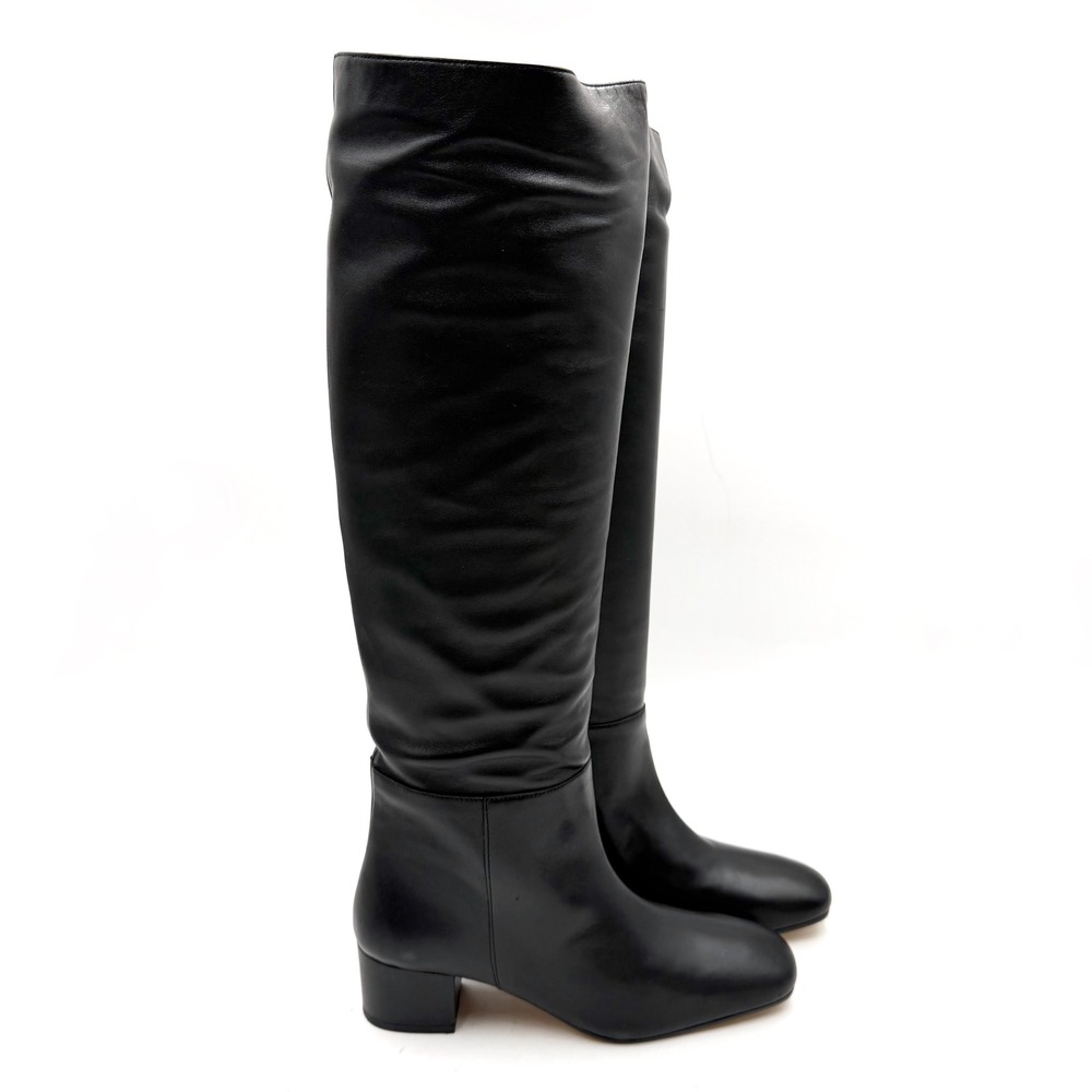 STAUD Black Leather Over-the-Knee Block Heel Boots - Picture 5 of 12